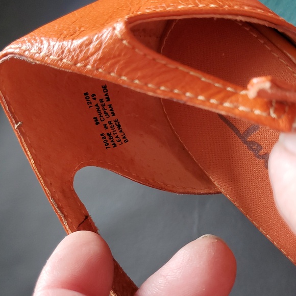 Clarks Orange Leather Heel Sandals Strappy Ankle Straps Halloween Witch Shoe? - Picture 8 of 15